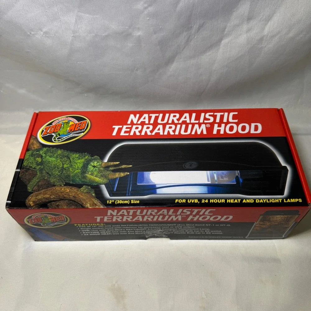 Zoo Med Naturalistic Terrarium Hood 12 Inch LF-50 Reptile UVB Heat Lamp Fixture